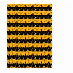 Pale Pumpkin Orange And Black Halloween Nightmare Stripes  Large Garden Flag (two Sides) by PodArtist