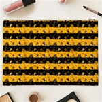 Pale Pumpkin Orange and Black Halloween Nightmare Stripes  Cosmetic Bag (XXL) Back