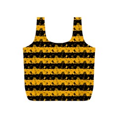 Pale Pumpkin Orange And Black Halloween Nightmare Stripes  Full Print Recycle Bag (s) by PodArtist