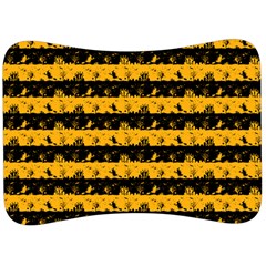 Pale Pumpkin Orange And Black Halloween Nightmare Stripes  Velour Seat Head Rest Cushion