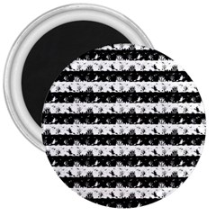 Black And White Halloween Nightmare Stripes 3  Magnets by PodArtist