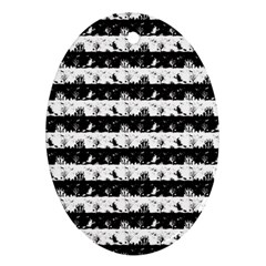 Black And White Halloween Nightmare Stripes Ornament (oval) by PodArtist