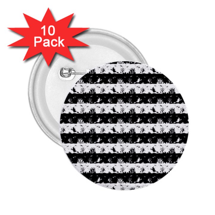 Black and White Halloween Nightmare Stripes 2.25  Buttons (10 pack) 