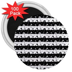 Black And White Halloween Nightmare Stripes 3  Magnets (100 Pack) by PodArtist