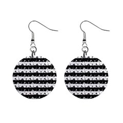 Black And White Halloween Nightmare Stripes Mini Button Earrings by PodArtist