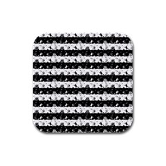 Black And White Halloween Nightmare Stripes Rubber Square Coaster (4 Pack)  by PodArtist