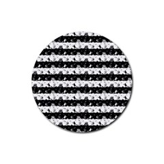 Black And White Halloween Nightmare Stripes Rubber Round Coaster (4 Pack)  by PodArtist