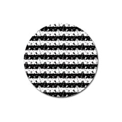 Black And White Halloween Nightmare Stripes Magnet 3  (round) by PodArtist