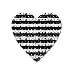 Black And White Halloween Nightmare Stripes Heart Magnet by PodArtist