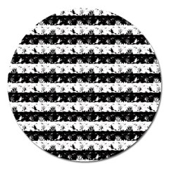 Black And White Halloween Nightmare Stripes Magnet 5  (round) by PodArtist