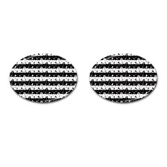 Black And White Halloween Nightmare Stripes Cufflinks (oval) by PodArtist