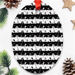 Black And White Halloween Nightmare Stripes Oval Ornament (two Sides)