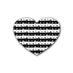 Black And White Halloween Nightmare Stripes Heart Coaster (4 Pack)  by PodArtist