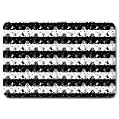 Black And White Halloween Nightmare Stripes Large Doormat  by PodArtist