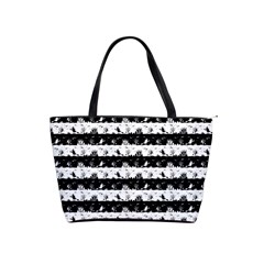 Black And White Halloween Nightmare Stripes Classic Shoulder Handbag by PodArtist