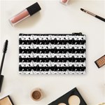 Black and White Halloween Nightmare Stripes Cosmetic Bag (Small) Back