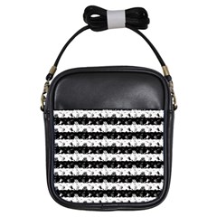 Black And White Halloween Nightmare Stripes Girls Sling Bag by PodArtist