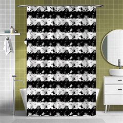 Black And White Halloween Nightmare Stripes Shower Curtain 48  X 72  (small)  by PodArtist