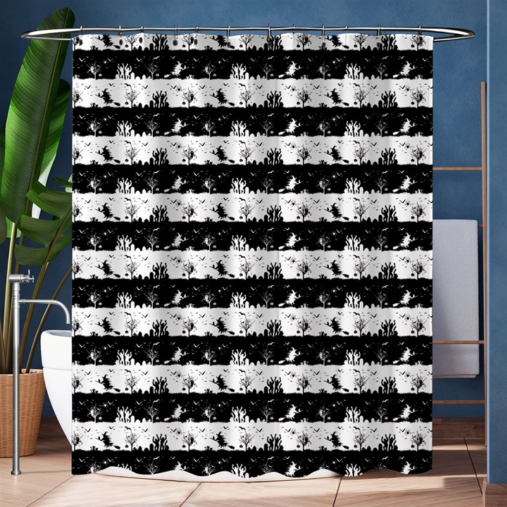 Black and White Halloween Nightmare Stripes Shower Curtain 60  x 72  (Medium) 