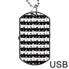 Black And White Halloween Nightmare Stripes Dog Tag Usb Flash (one Side) by PodArtist