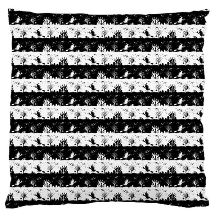 Black and White Halloween Nightmare Stripes Large Cushion Case (Two Sides)