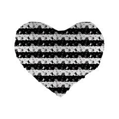 Black And White Halloween Nightmare Stripes Standard 16  Premium Heart Shape Cushions by PodArtist