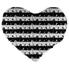 Black And White Halloween Nightmare Stripes Large 19  Premium Heart Shape Cushions by PodArtist