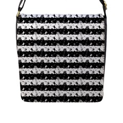 Black And White Halloween Nightmare Stripes Flap Closure Messenger Bag (l) by PodArtist