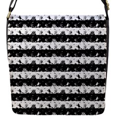 Black And White Halloween Nightmare Stripes Flap Closure Messenger Bag (s) by PodArtist