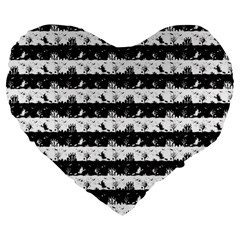 Black And White Halloween Nightmare Stripes Large 19  Premium Flano Heart Shape Cushions by PodArtist