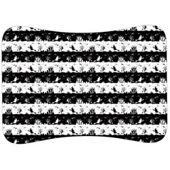 Black And White Halloween Nightmare Stripes Velour Seat Head Rest Cushion by PodArtist