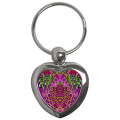 Star Of Freedom Ornate Rainfall In The Tropical Rainforest Key Chains (heart)  by pepitasart