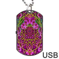 Star Of Freedom Ornate Rainfall In The Tropical Rainforest Dog Tag Usb Flash (one Side) by pepitasart