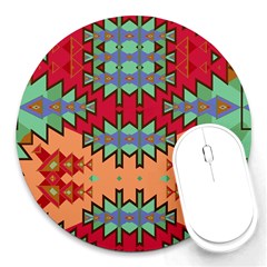 Misc Tribal Shapes                                               Round Mousepad by LalyLauraFLM