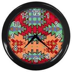 Misc Tribal Shapes                                               Wall Clock (black) by LalyLauraFLM