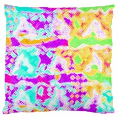 Pink Yellow Blue Green Texture                                           Standard Flano Cushion Case (two Sides) by LalyLauraFLM