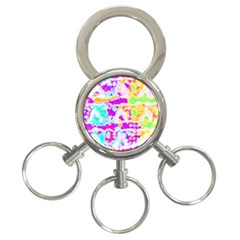 Pink Yellow Blue Green Texture                                                 3-ring Key Chain by LalyLauraFLM