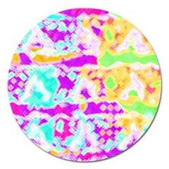 Pink Yellow Blue Green Texture                                                 Magnet 5  (round) by LalyLauraFLM