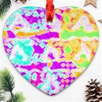 Pink yellow blue green texture                                                 Ornament (Heart) Front