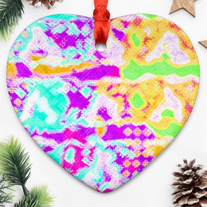 Pink yellow blue green texture                                                 Ornament (Heart)