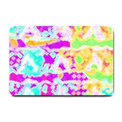 Pink Yellow Blue Green Texture                                                 Small Doormat by LalyLauraFLM