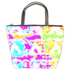 Pink Yellow Blue Green Texture                                            Bucket Bag by LalyLauraFLM