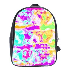 Pink Yellow Blue Green Texture                                                 School Bag (large) by LalyLauraFLM