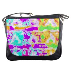 Pink Yellow Blue Green Texture                                                 Messenger Bag by LalyLauraFLM