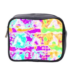 Pink Yellow Blue Green Texture                                                 Mini Toiletries Bag (two Sides) by LalyLauraFLM