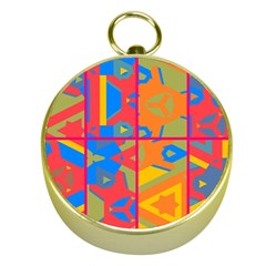 Colorful Shapes In Tiles                                                   Gold Compass by LalyLauraFLM