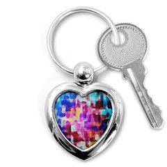 Blue Pink Watercolors                                                    Key Chain (heart) by LalyLauraFLM