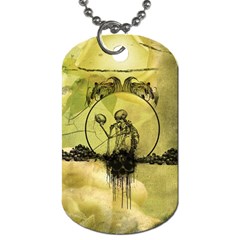 Awesome Creepy Skeleton With Skull Dog Tag (one Side) by FantasyWorld7