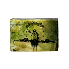 Awesome Creepy Skeleton With Skull Cosmetic Bag (medium) by FantasyWorld7