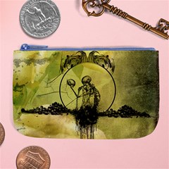 Awesome Creepy Skeleton With Skull Large Coin Purse by FantasyWorld7